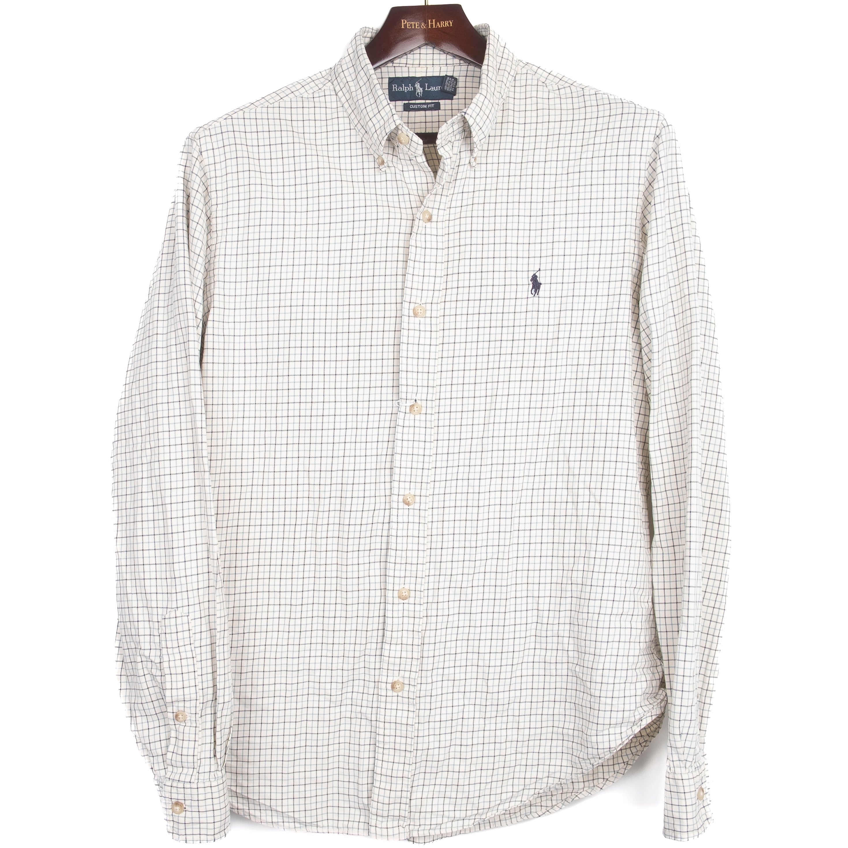 White and Blue Tattersall Check Buttondown Shirt