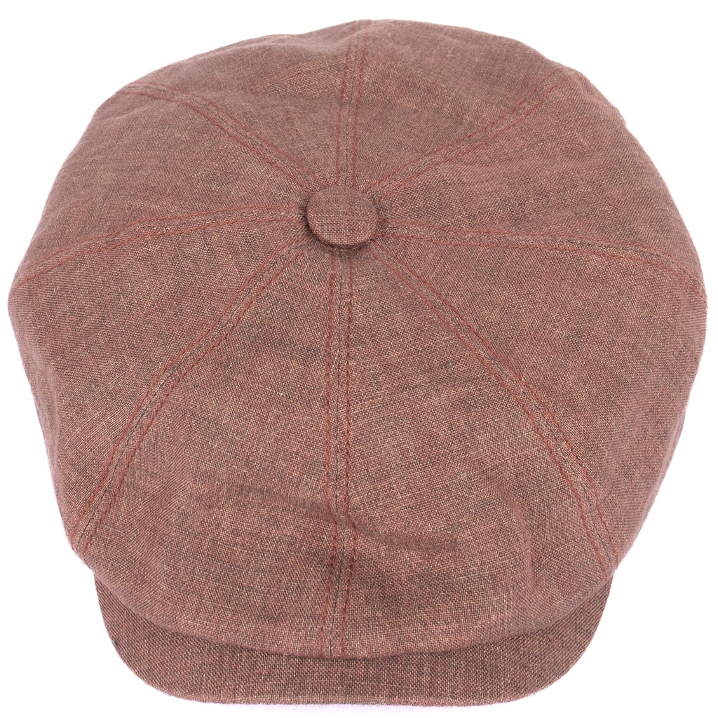 Brown Linen Newsboy Cap