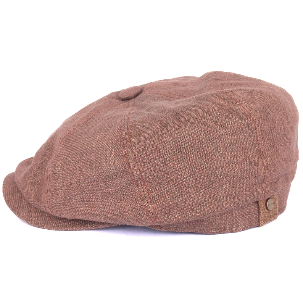 Brown Linen Newsboy Cap