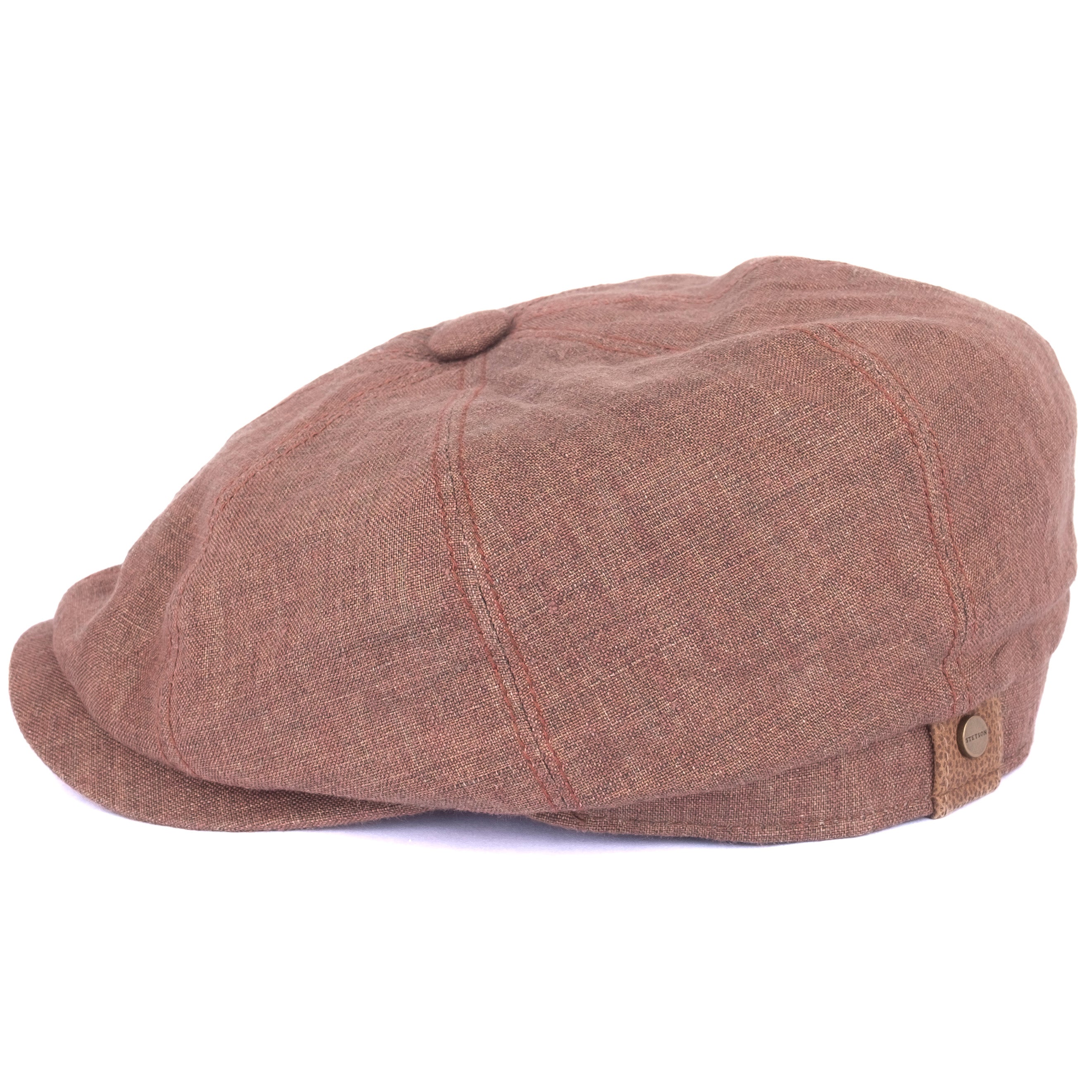 Brown Linen Newsboy Cap