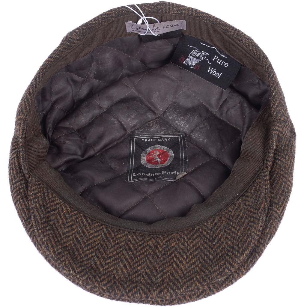 Green Herringbone Flat Cap