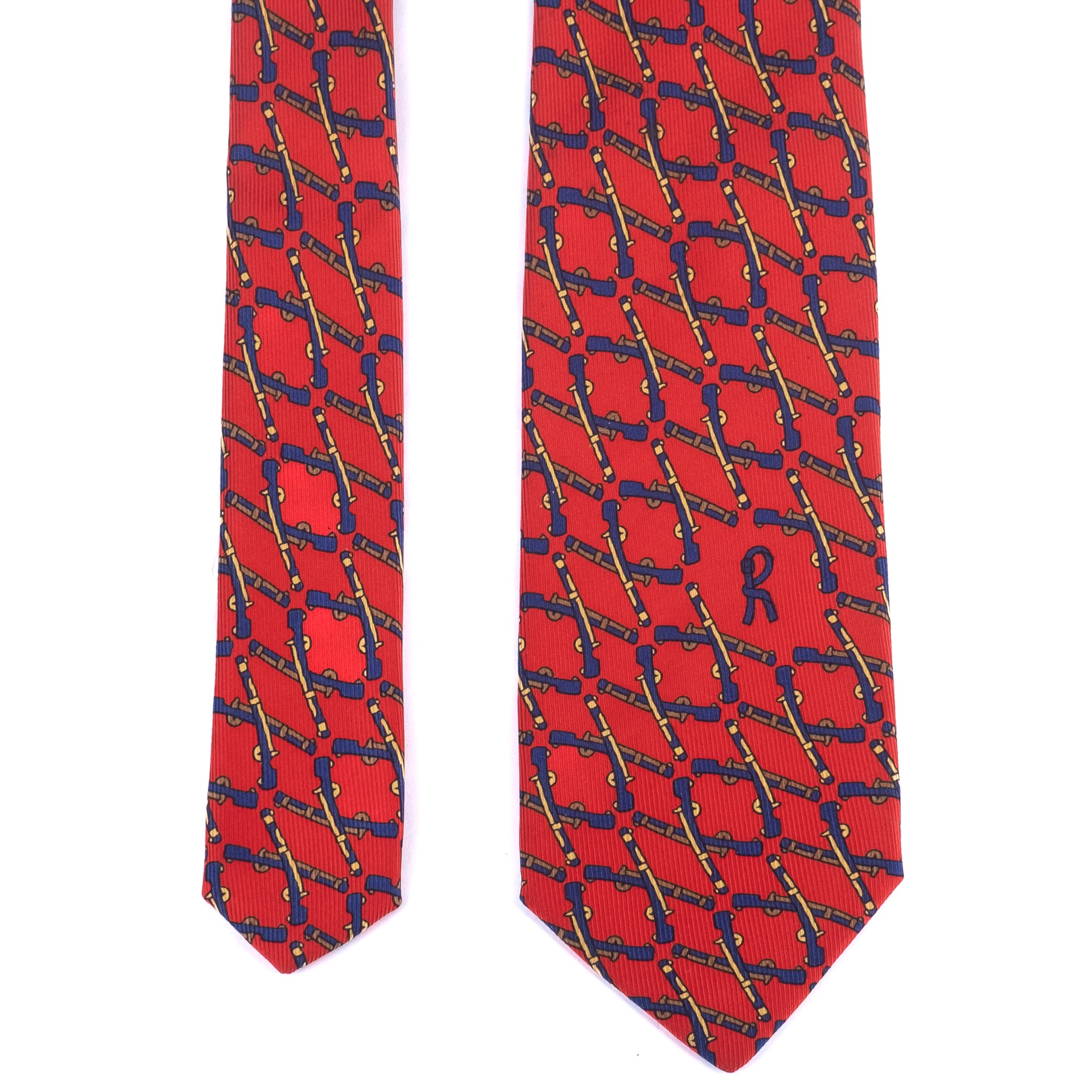 Red Patterned Tie with Rifles
