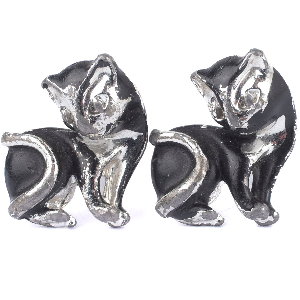 Silver Coloured Cat Cufflinks