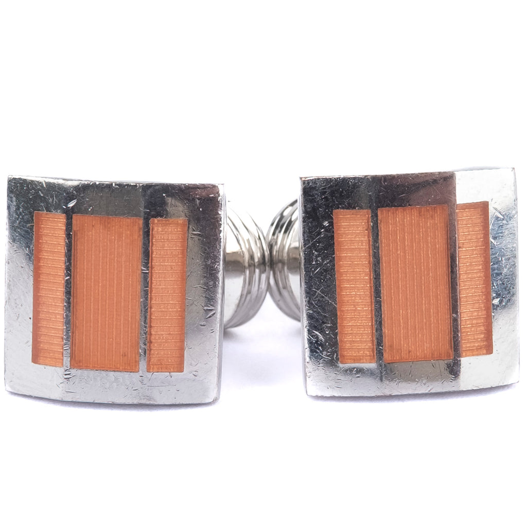 Silver and Orange Cufflinks