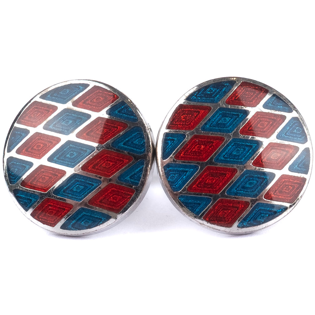 Red and Blue Check Cufflinks
