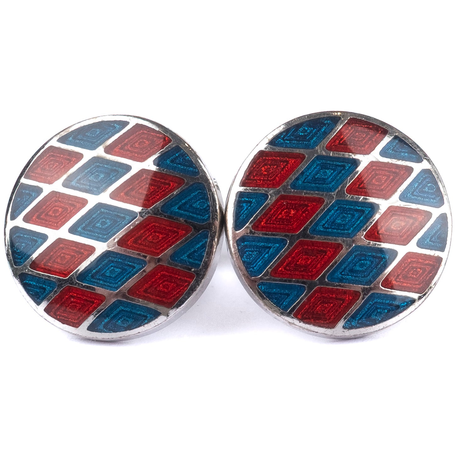 Red and Blue Check Cufflinks