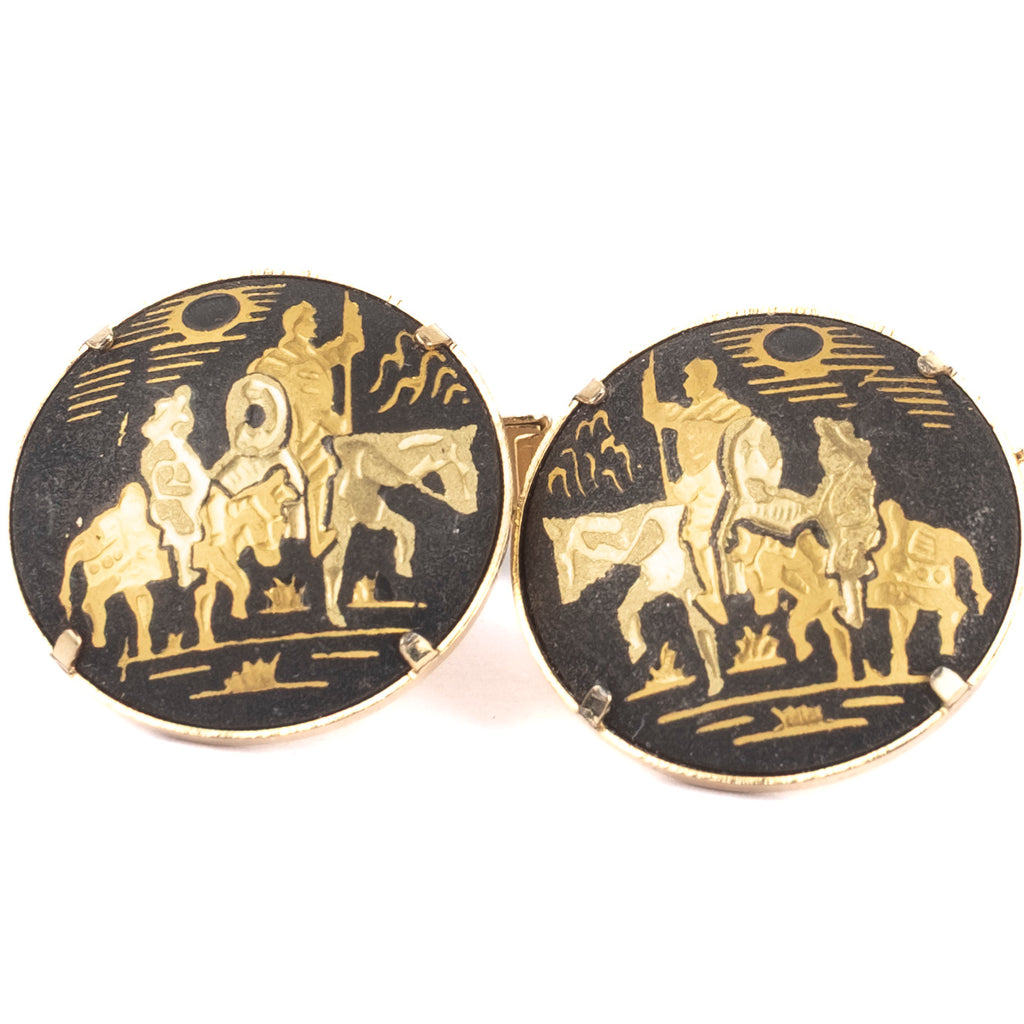 Black and Gold Don Quijote Cufflinks