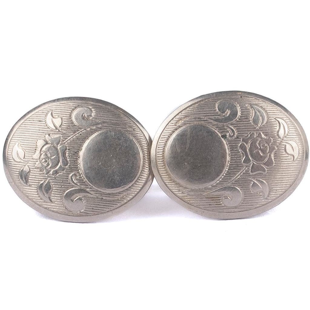 Silver Coloured Engraved Cufflinks