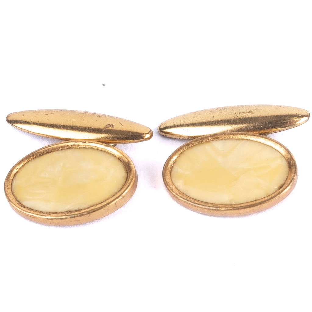 Gold Coloured Cufflinks with Yellow Stone