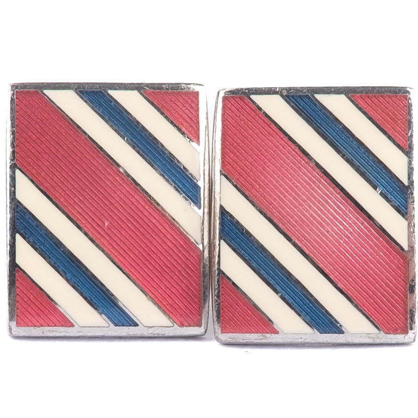 Red and Blue Striped Cufflinks