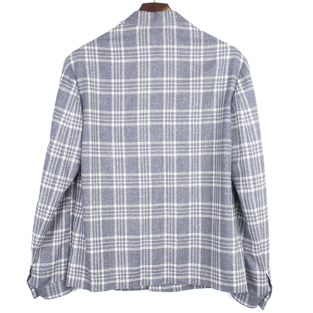 Neapolitan Hand Tailored Blue Checked Utility Jacket Sz 46