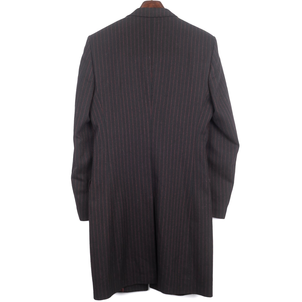 Black Red Striped Wool Coat