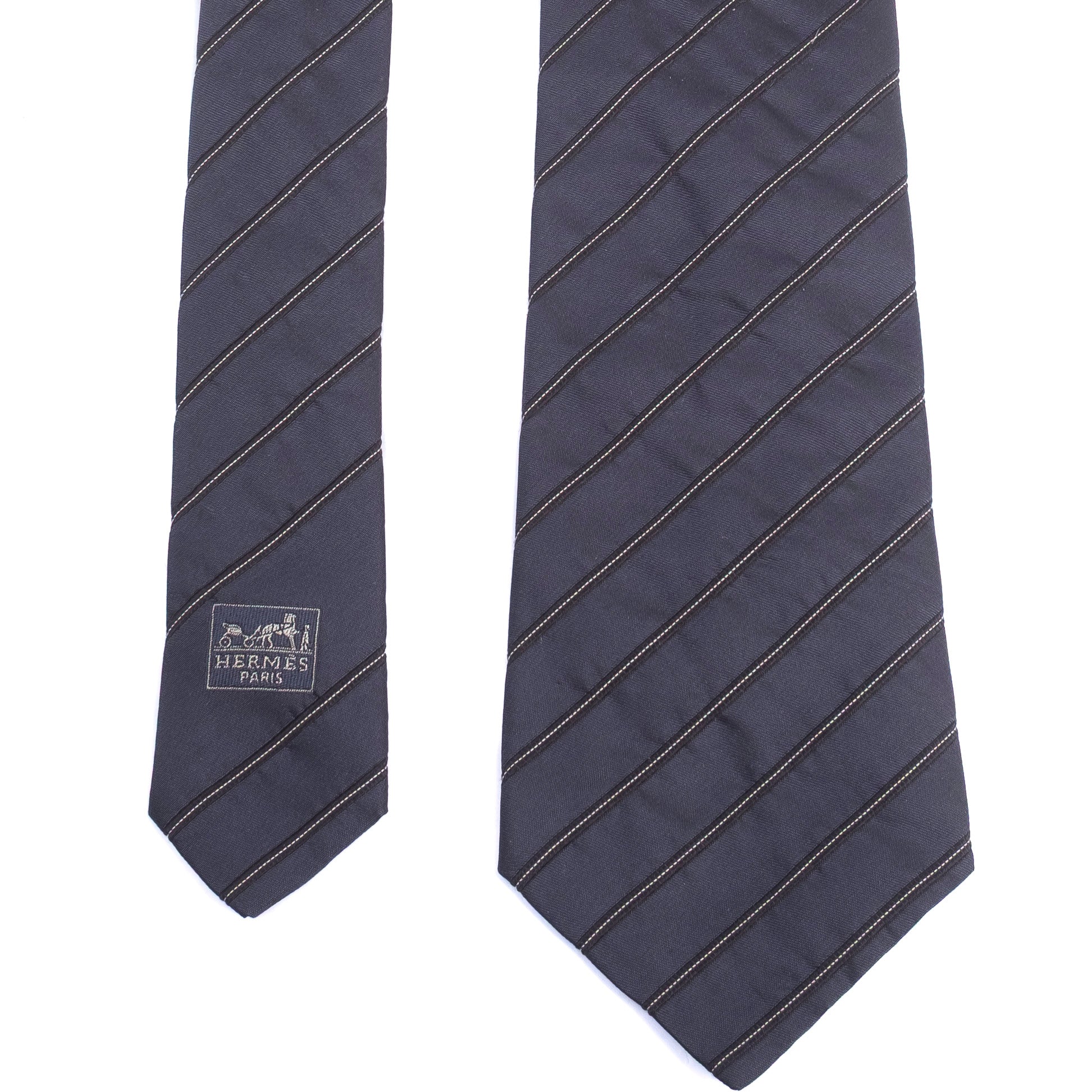Hermes Navy Striped Tie