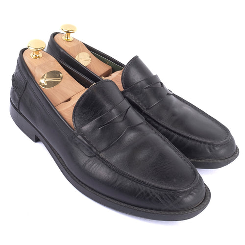 A.Testoni Black Penny Loafers