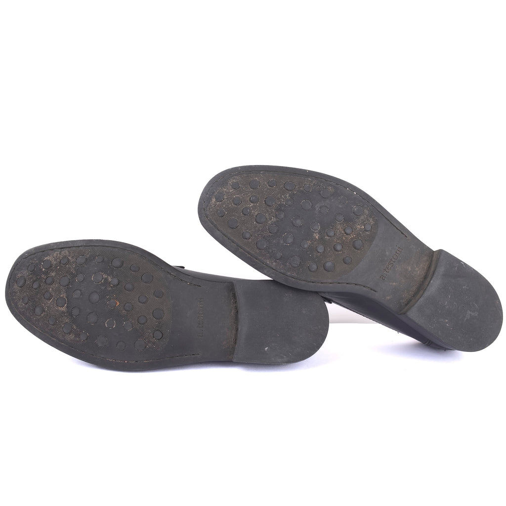 A.Testoni Black Penny Loafers