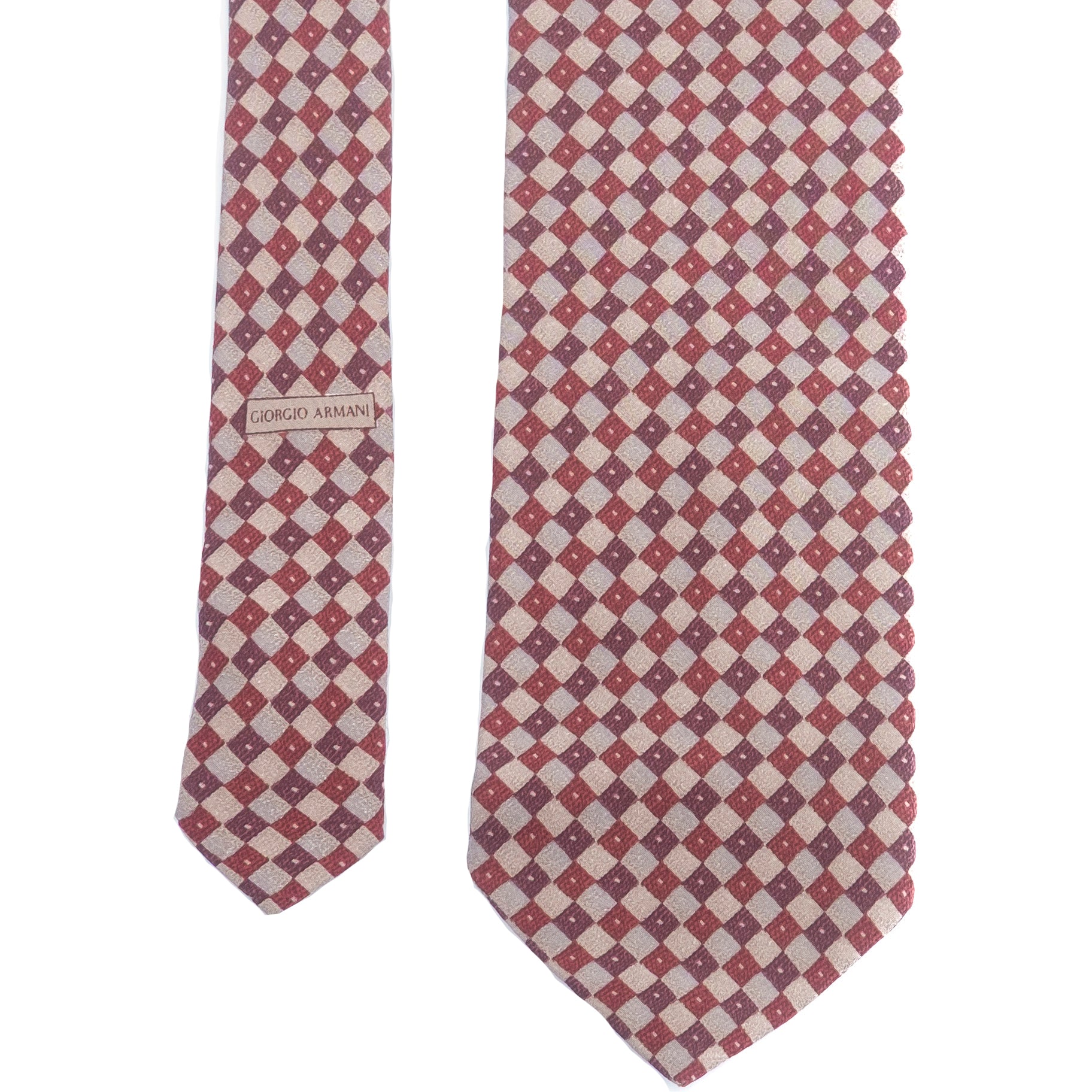 Grey and Red Diamond Tie
