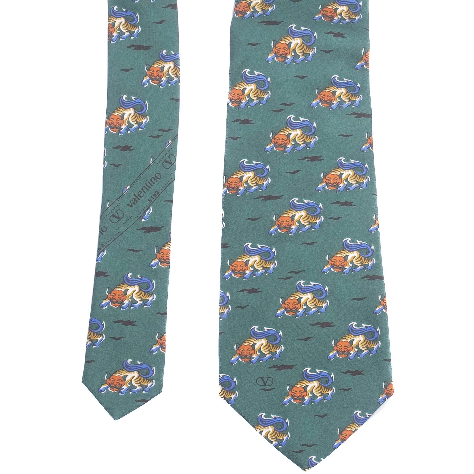 Valentino Green Tie with Tigers