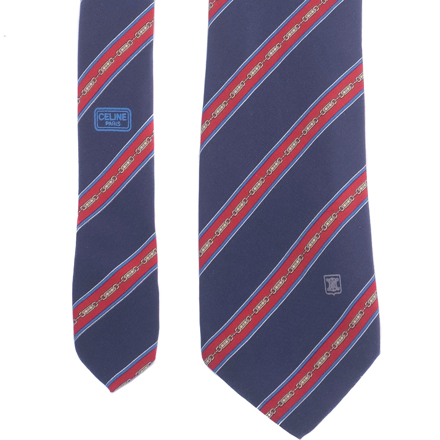 Celine Navy Striped Tie