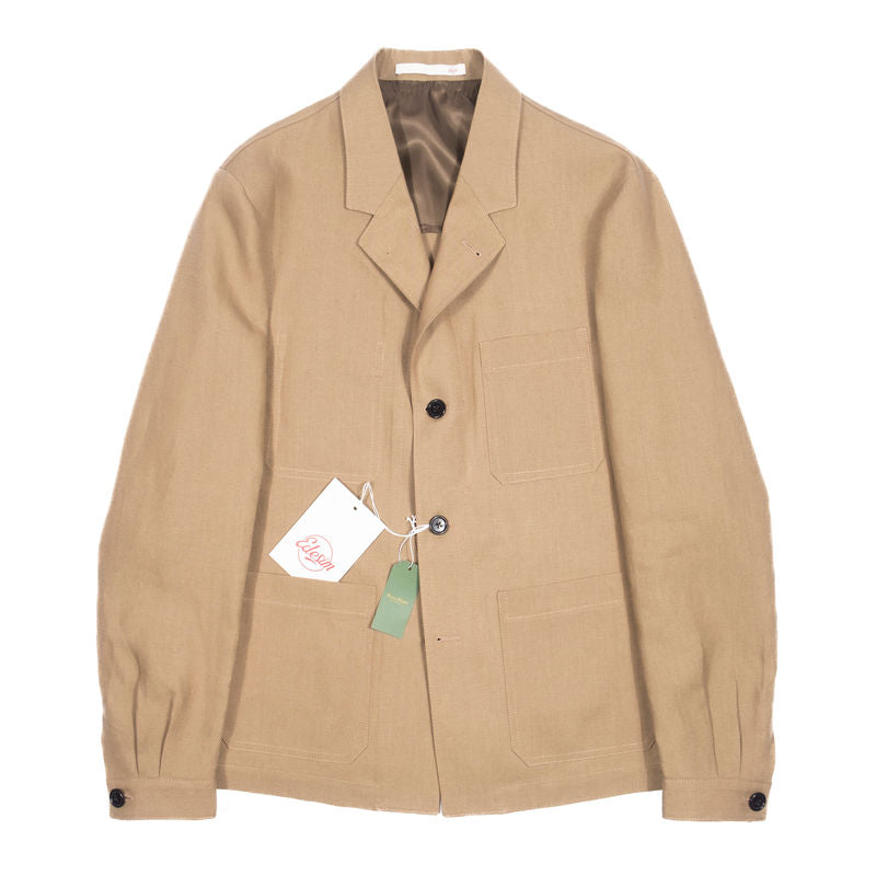 Neapolitan Hand Tailored Sand Linen Utility Jacket