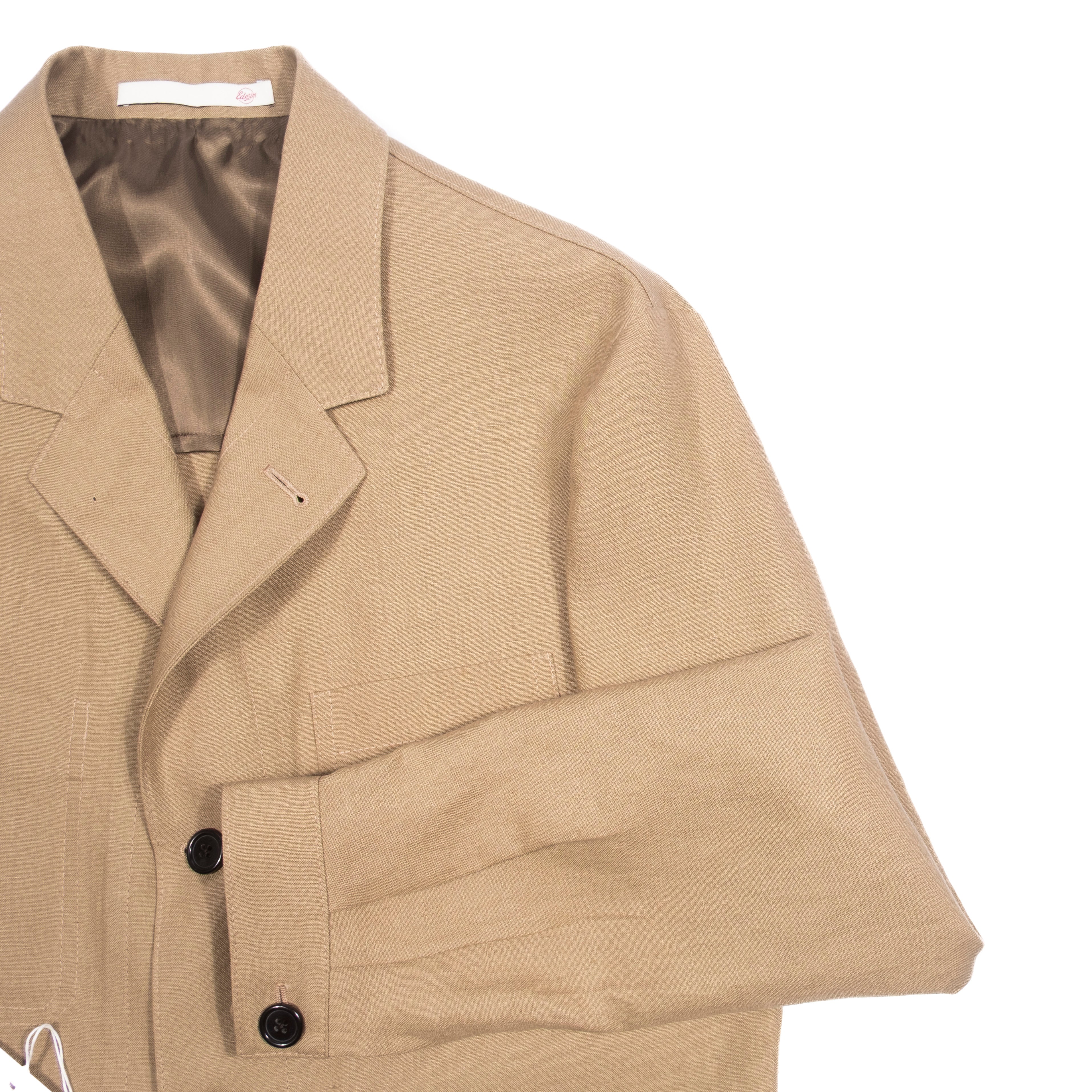 Neapolitan Hand Tailored Sand Linen Utility Jacket