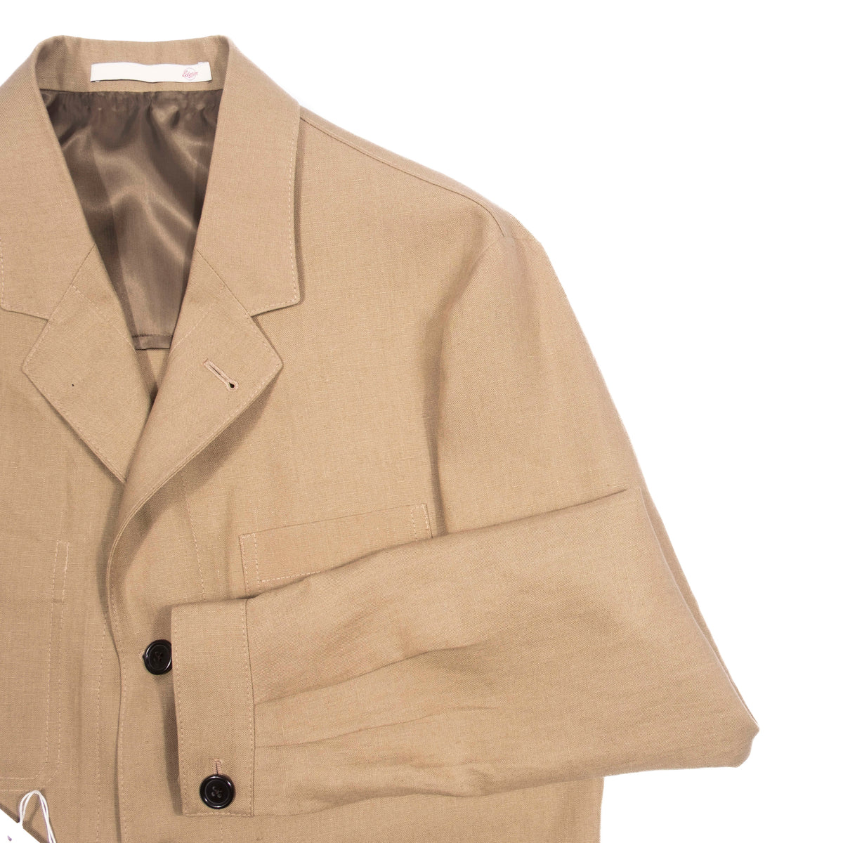 Neapolitan Hand Tailored Sand Linen Utility Jacket