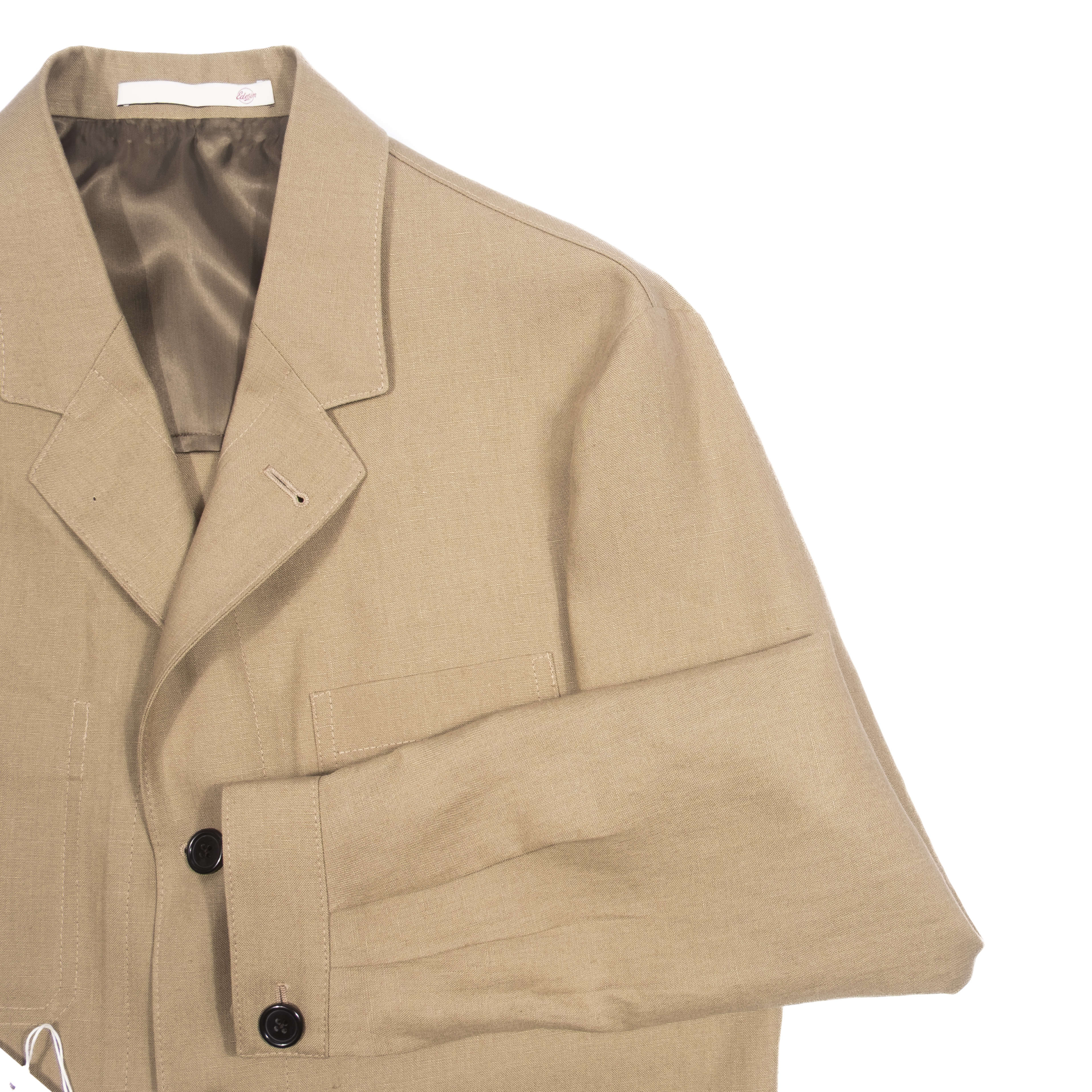 Neapolitan Hand Tailored Sand Linen Utility Jacket