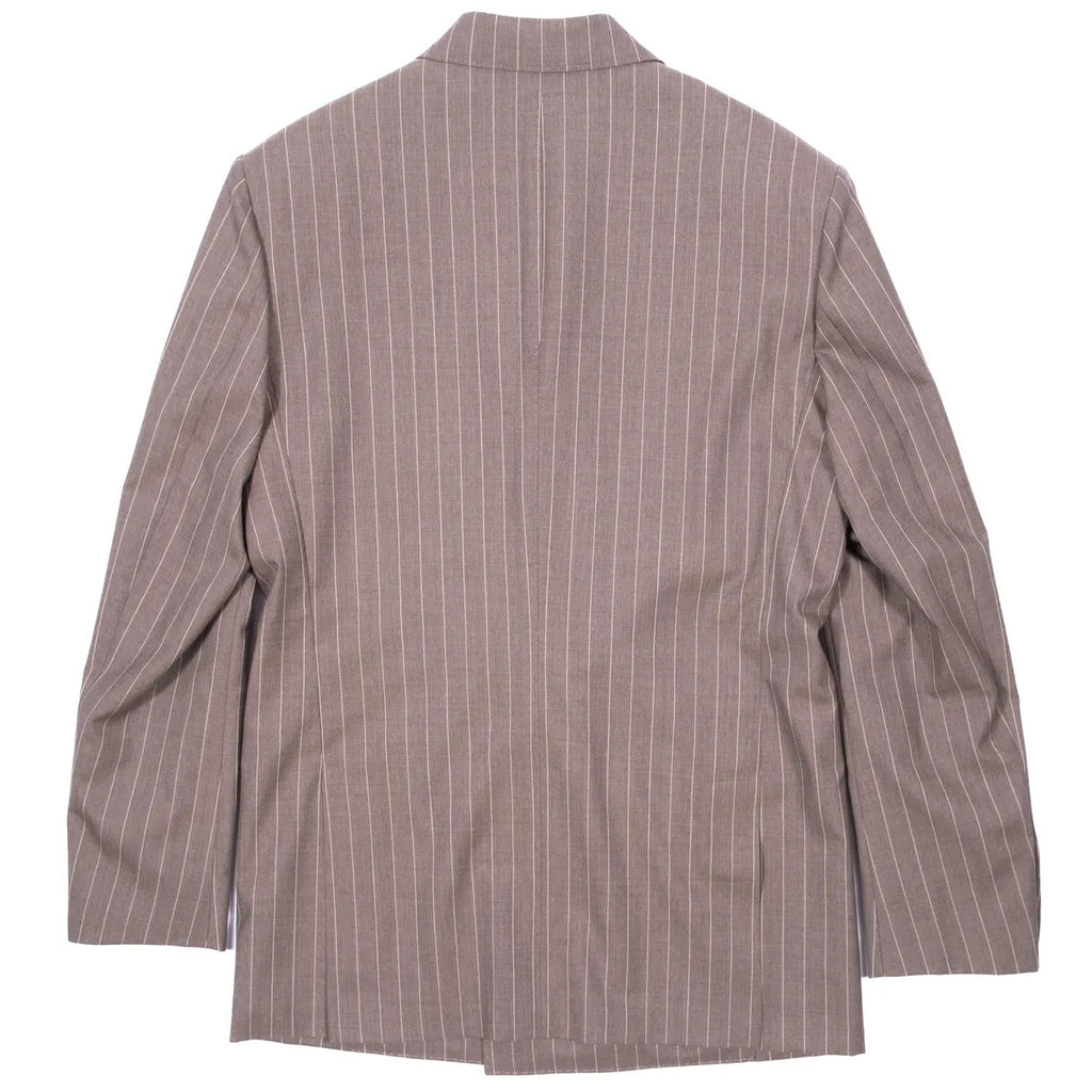 Neapolitan Hand Tailored Grey Chalk Striped Double Breasted Vitale Barberis Canonico Summer Suit Sz 48