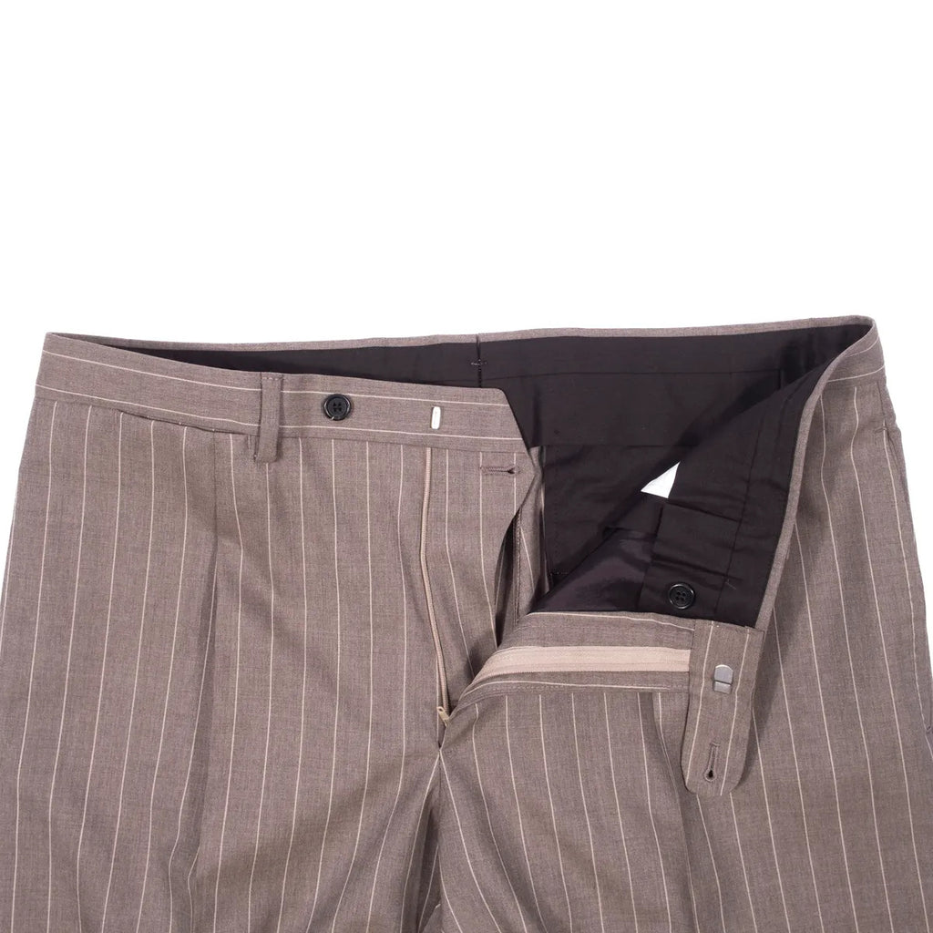 Neapolitan Hand Tailored Grey Chalk Striped Double Breasted Vitale Barberis Canonico Summer Suit Sz 48