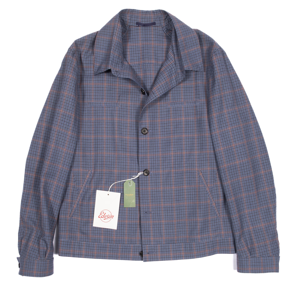 Neapolitan Hand Tailored Blue Check Holland & Sherry Summer Jacket Sz 54