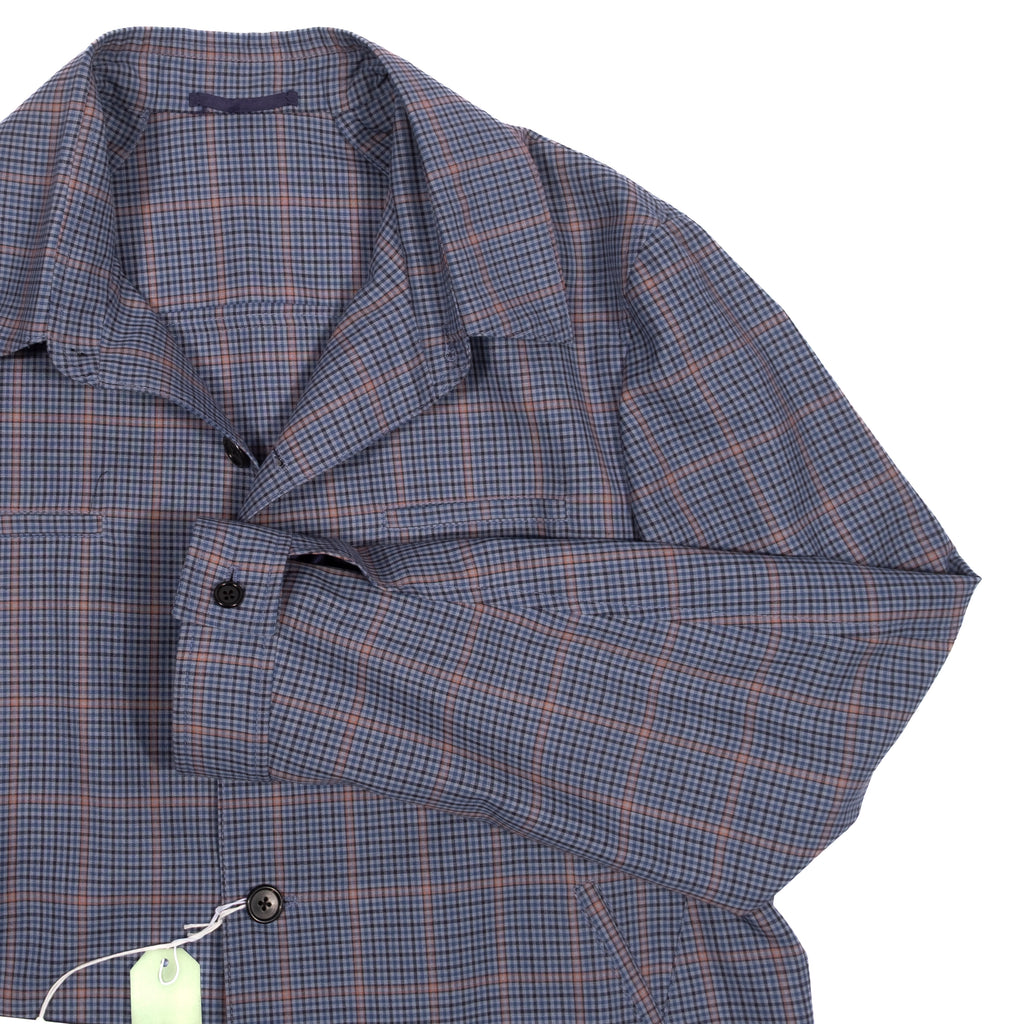 Neapolitan Hand Tailored Blue Check Holland & Sherry Summer Jacket Sz 54