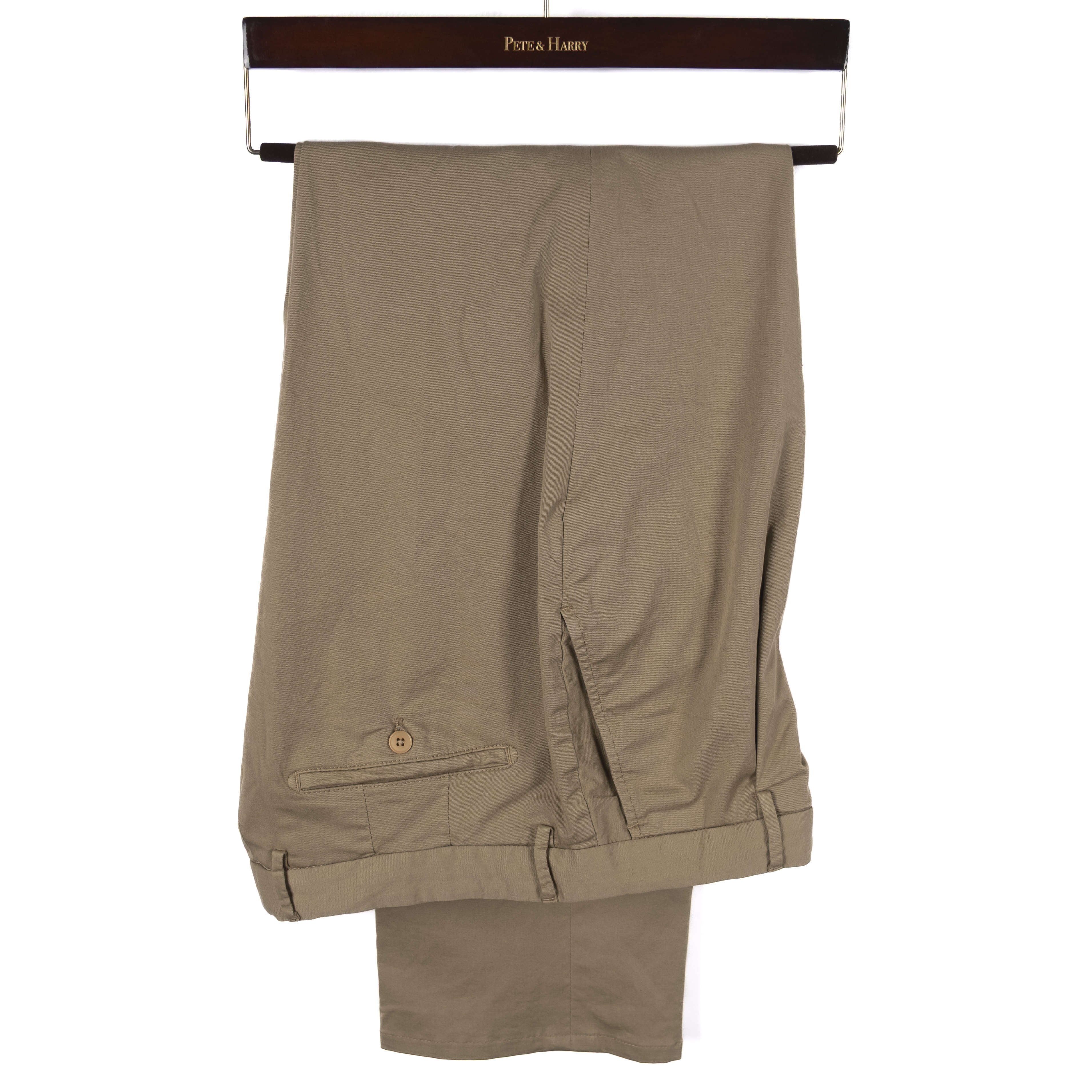 Beige Pleated Cotton Trousers