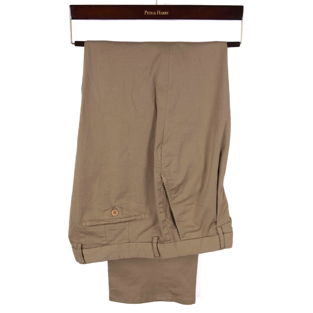 Beige Pleated Cotton Trousers