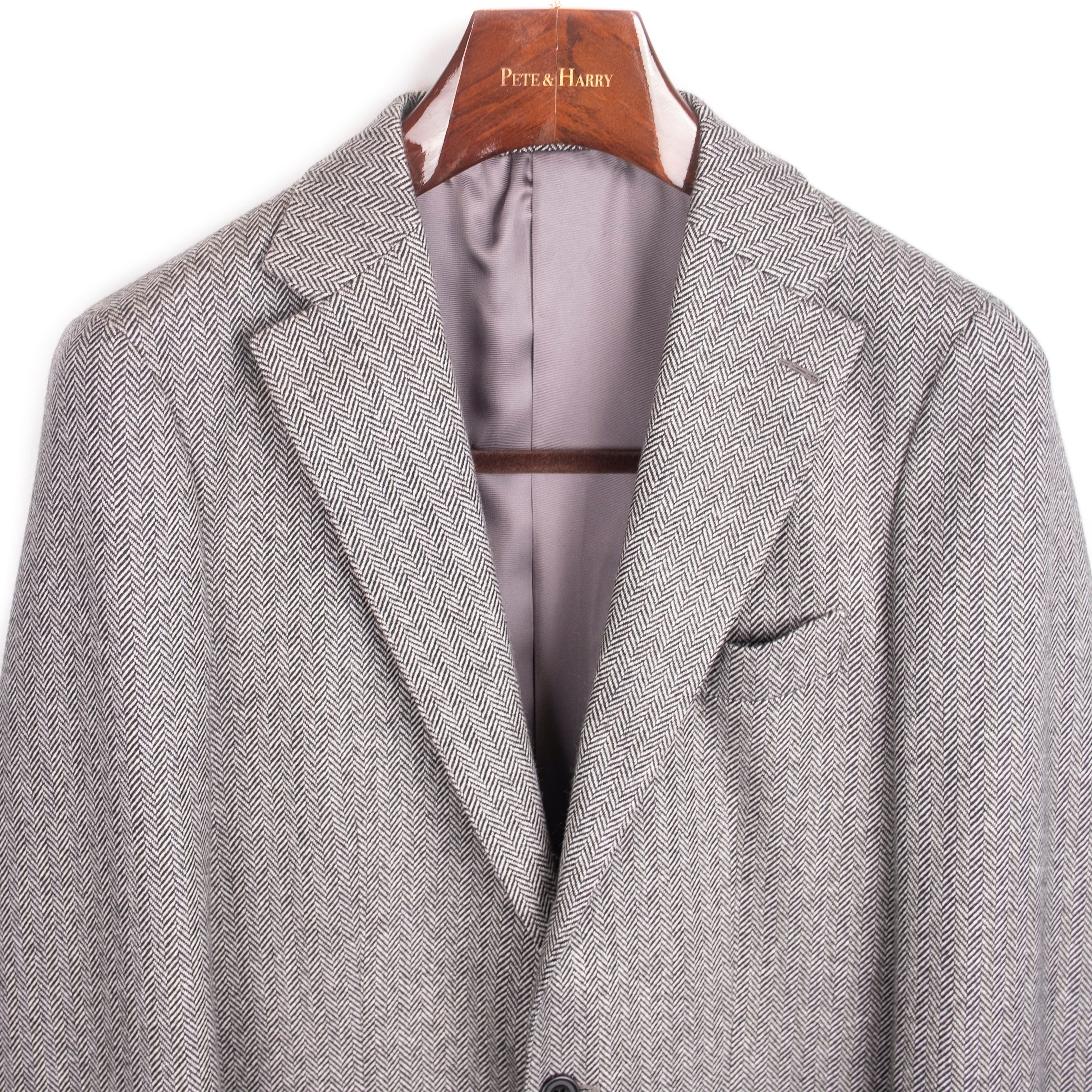 Grey Herringbone Cashmere Patch Pocket Sport Coat