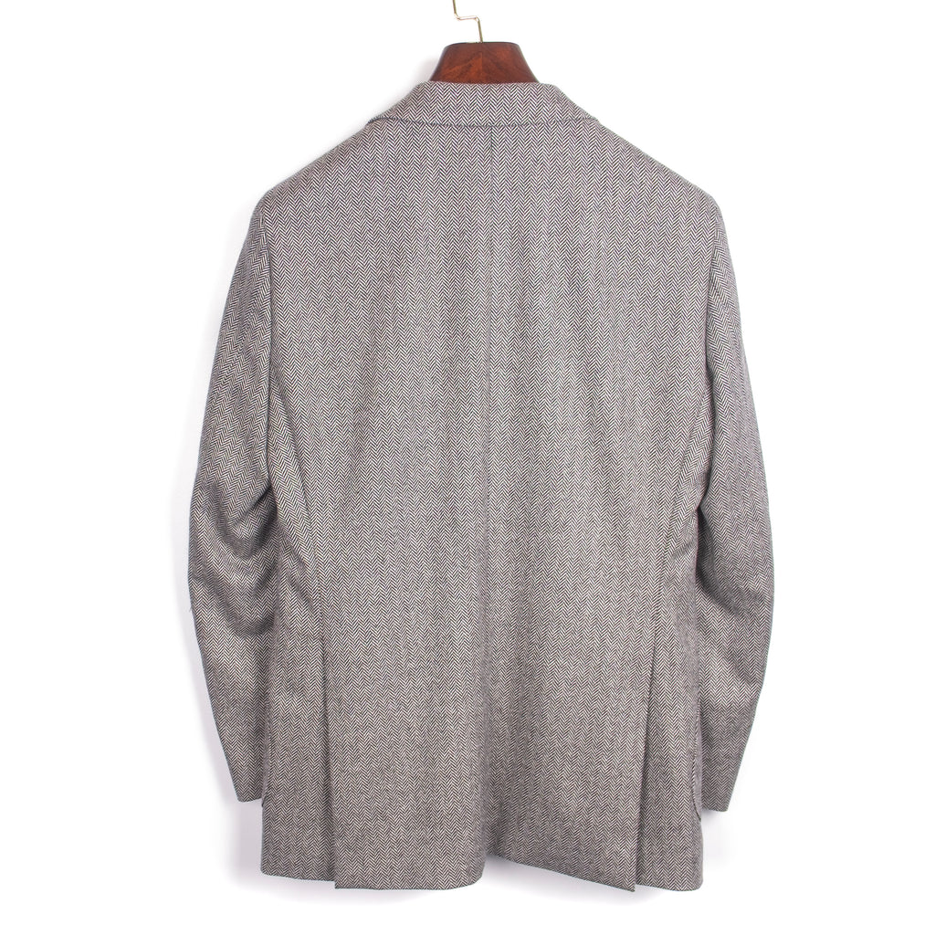 Grey Herringbone Cashmere Patch Pocket Sport Coat