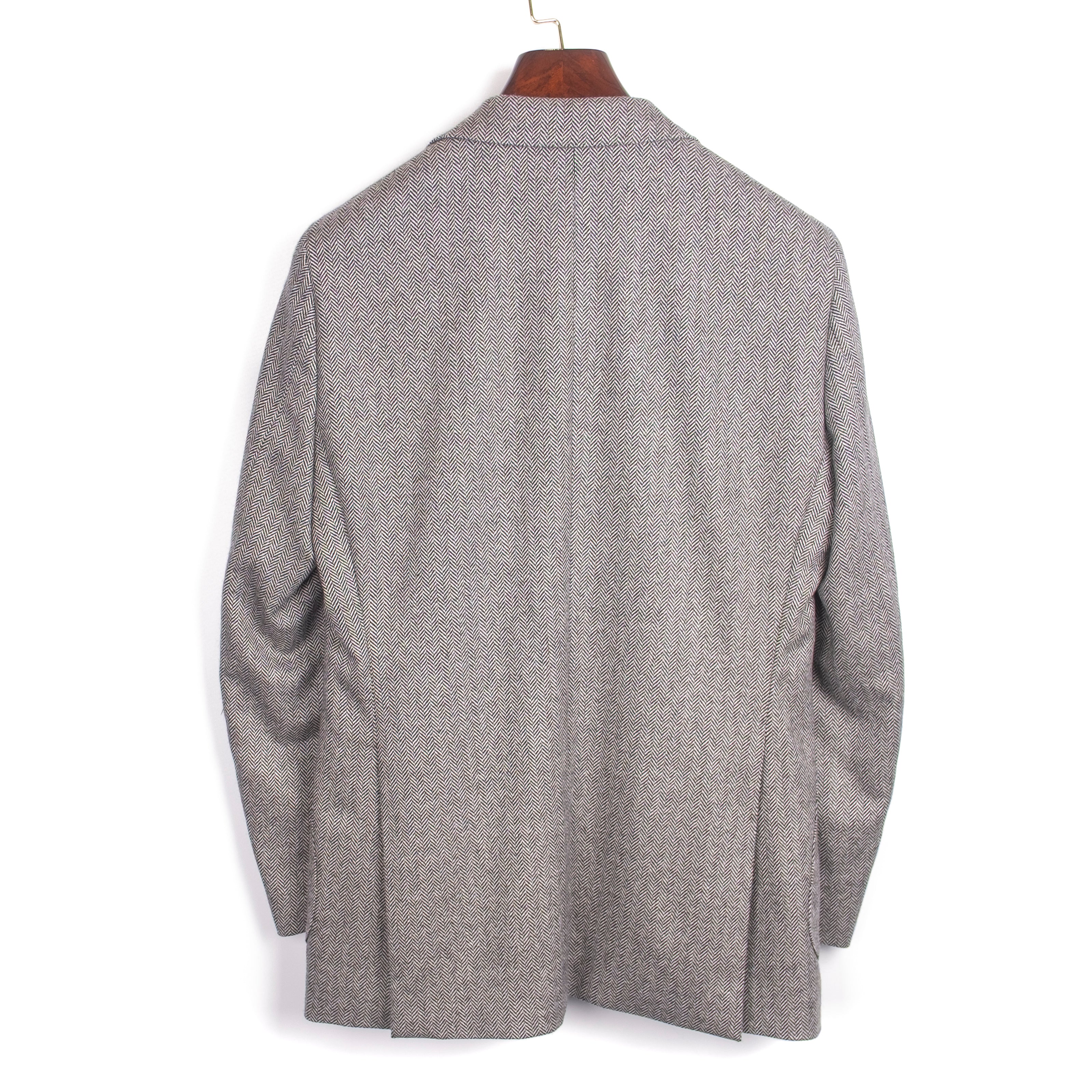 Grey Herringbone Cashmere Patch Pocket Sport Coat