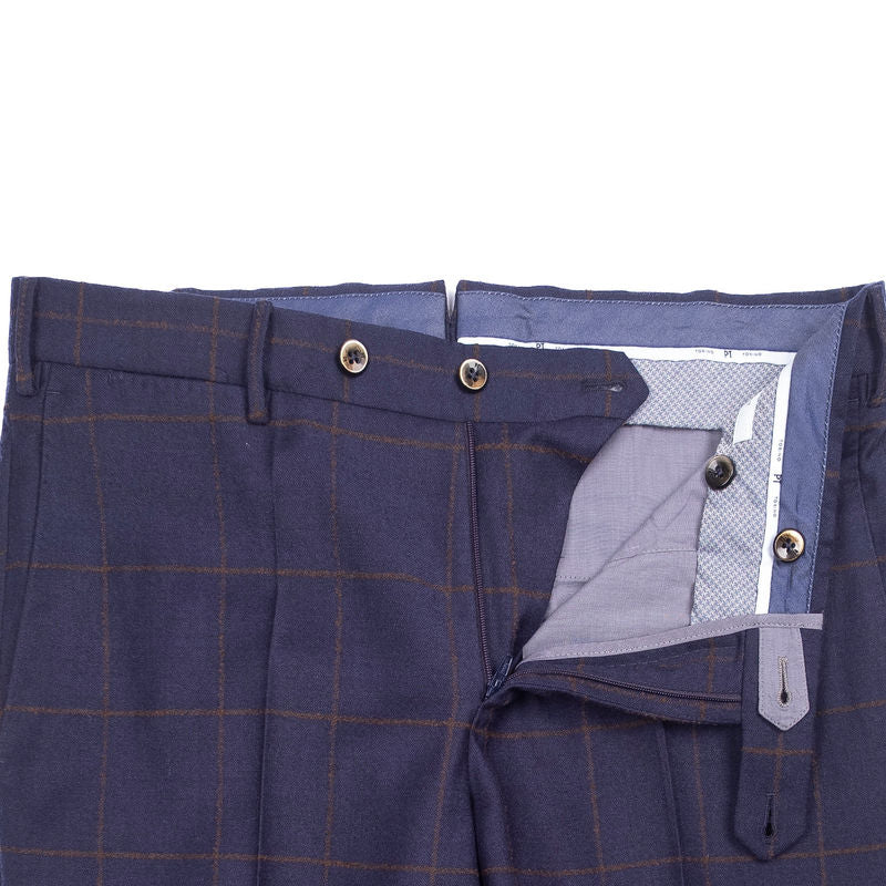 Navy Windowpane Trousers