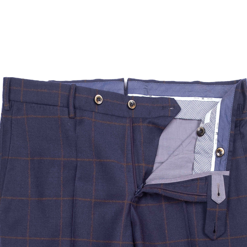 Navy Windowpane Trousers