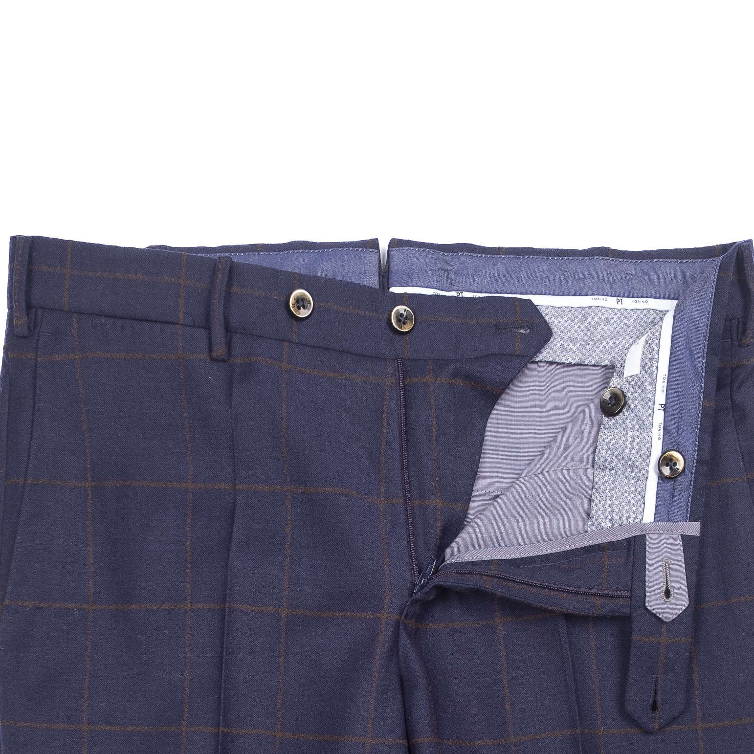 Navy Windowpane Trousers