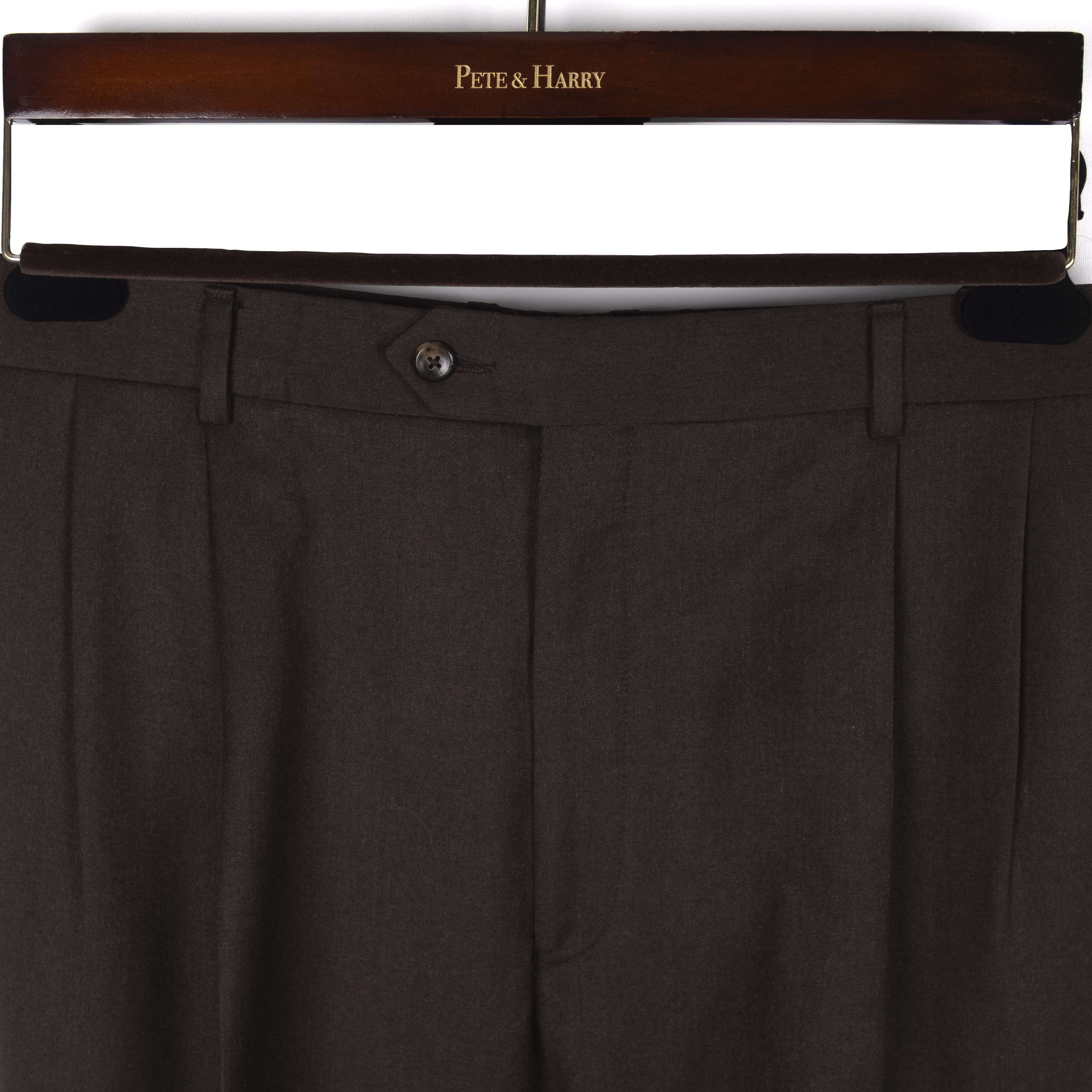 Brown Cashmere Mix Flannel Dress Trousers