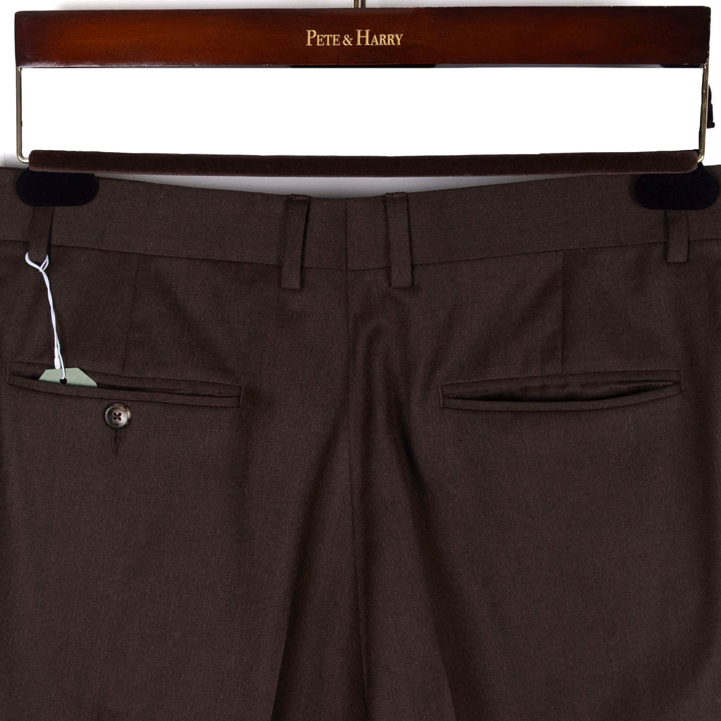 Brown Cashmere Mix Flannel Dress Trousers