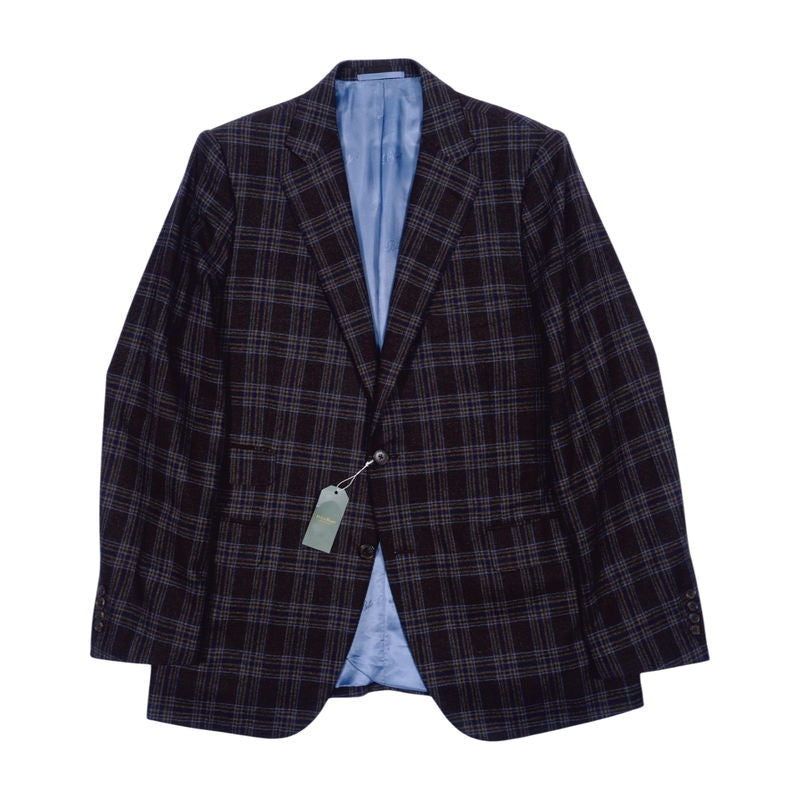 Belvest Brown Check Silk/Wool Sport Coat