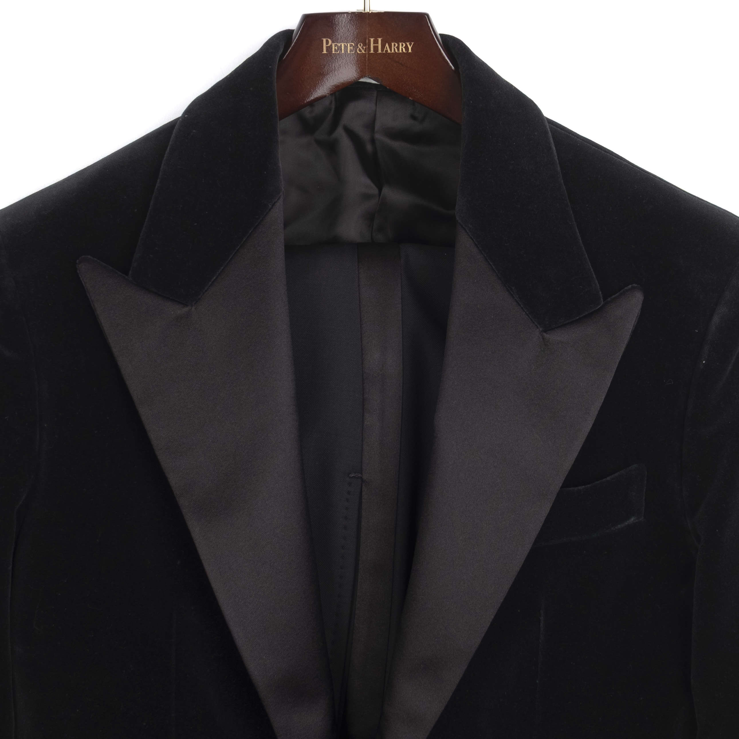 Neapolitan Hand Tailored Black Velvet Tuxedo Suit Sz 46