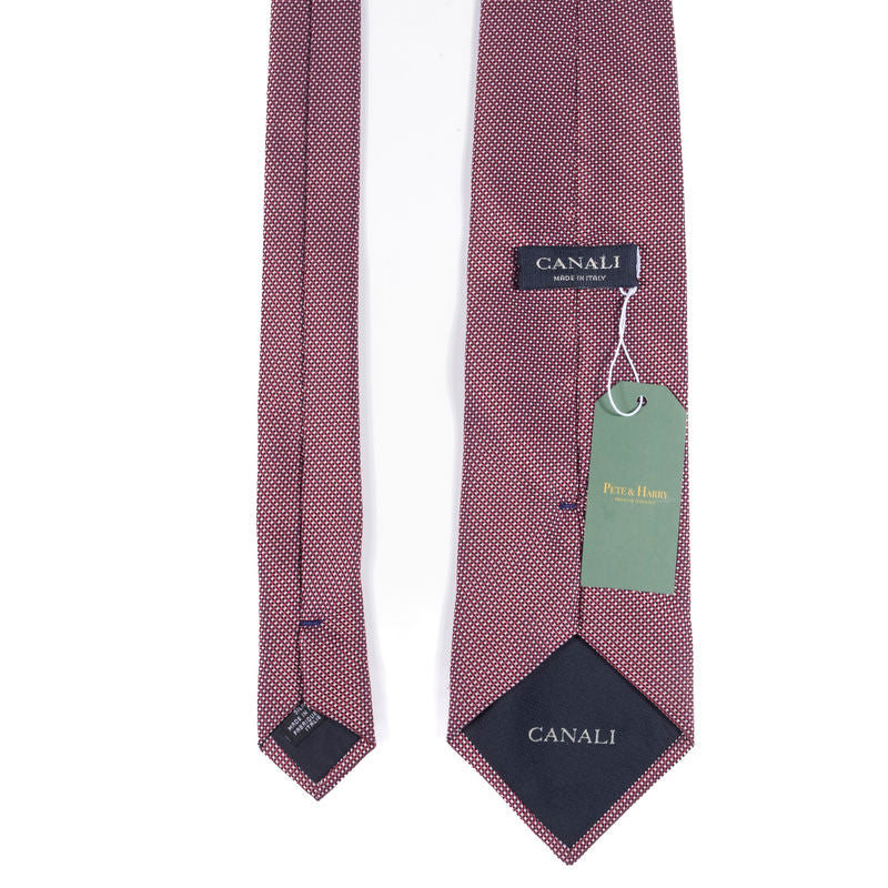 Canali Red and White Checked Tie