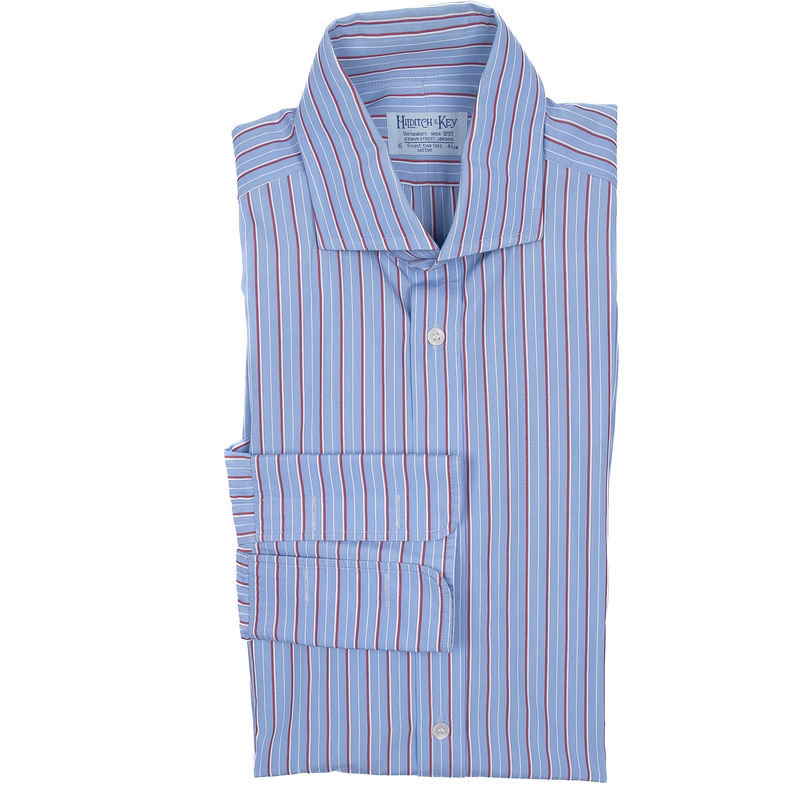 Hilditch & Key Light Blue Stripe French Cuff Business Shirt