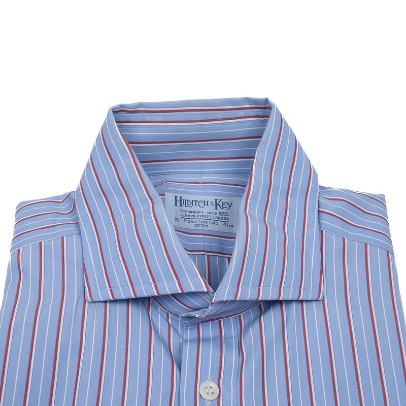 Hilditch & Key Light Blue Stripe French Cuff Business Shirt