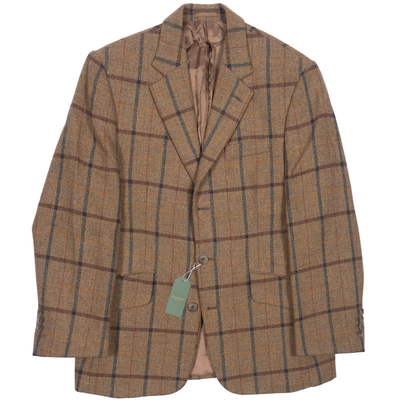 Hackett Brown Windowpane Wool Sport Coat