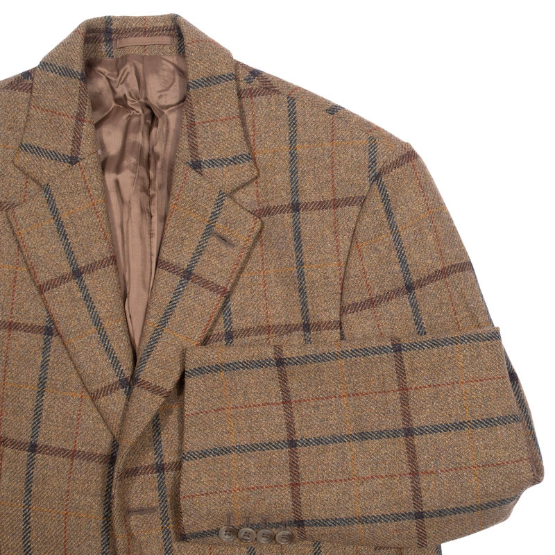 Hackett Brown Windowpane Wool Sport Coat