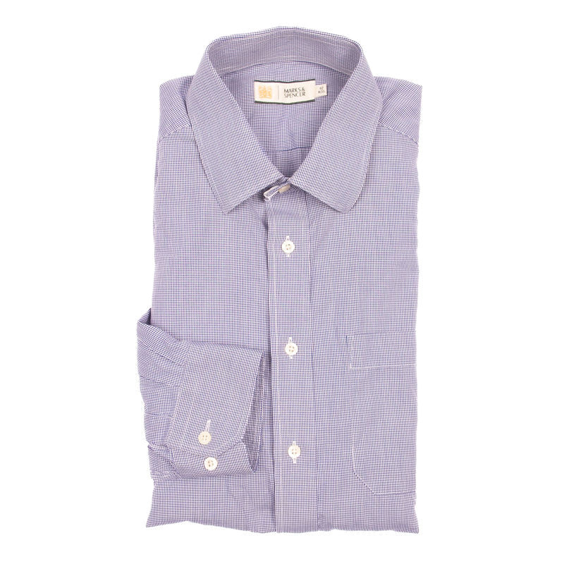 Blue Micro Check Business Shirt