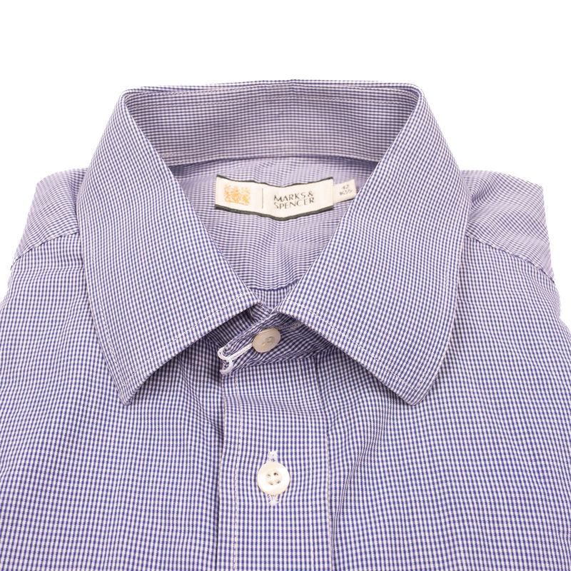 Blue Micro Check Business Shirt