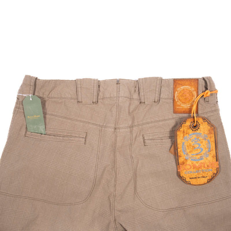 Barba Beige Checked Cotton Trousers Sz 48